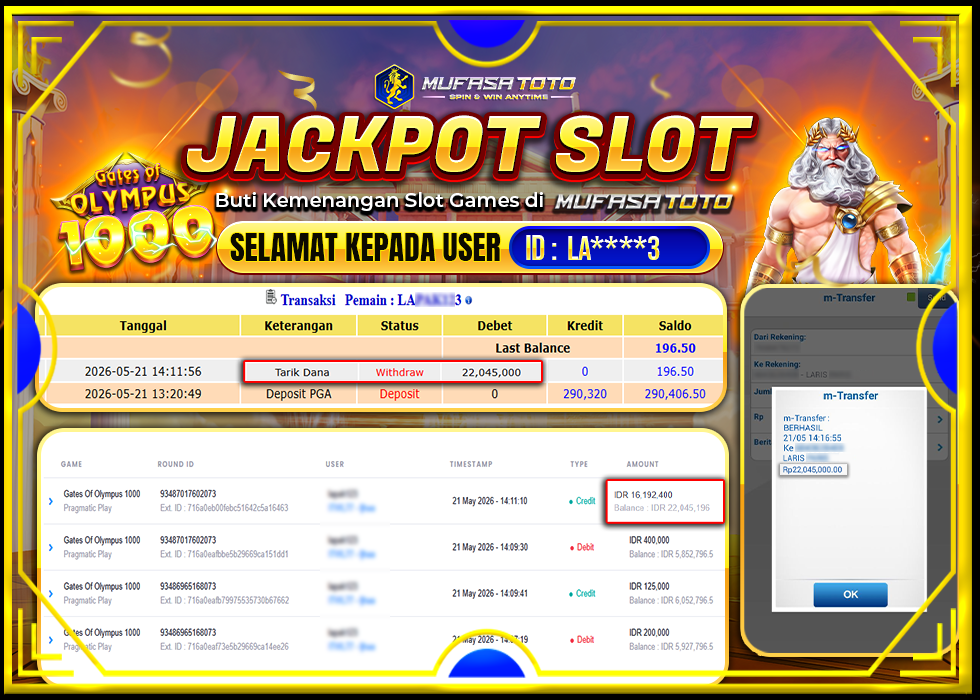 MUFASATOTO JACKPOT TOTOMACAU Rp.22.045.000 | LUNAS